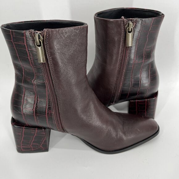 Seychelles Boots Womens 6.5 Burgundy Croc Embossed Siesta Bootie - Picture 9 of 11